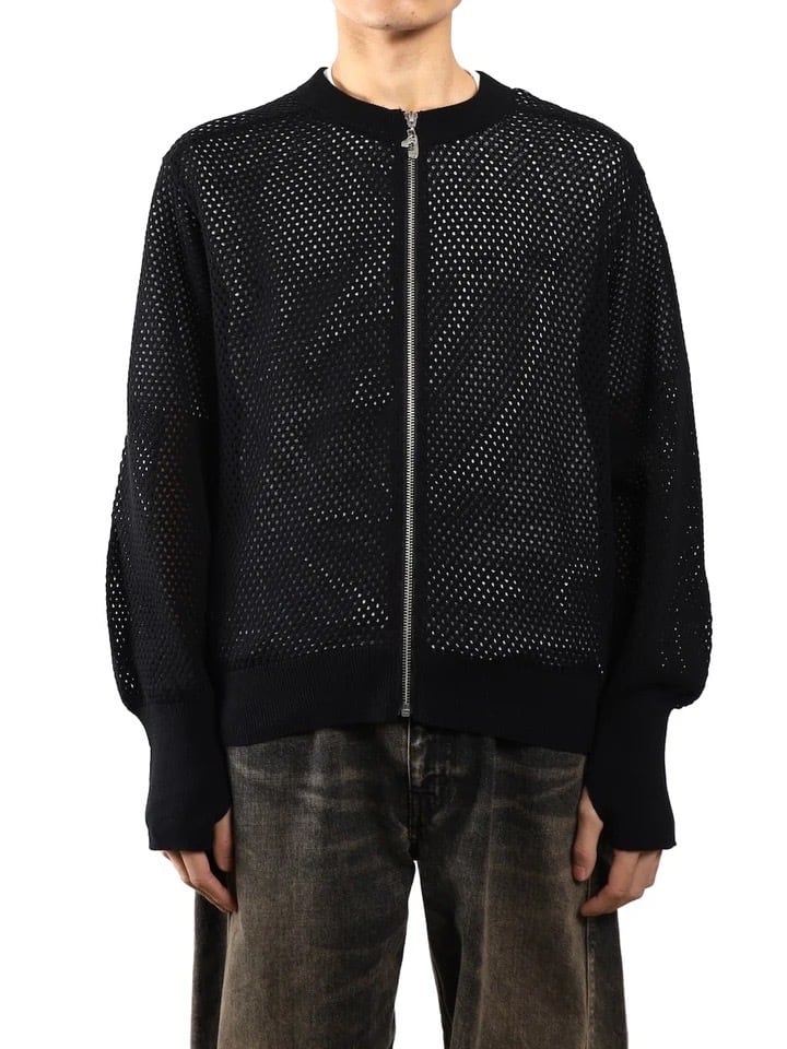 25SS】JieDa MESH ZIP CARDIGAN (BLACK) Jie-25S-KN02 | IAAAM