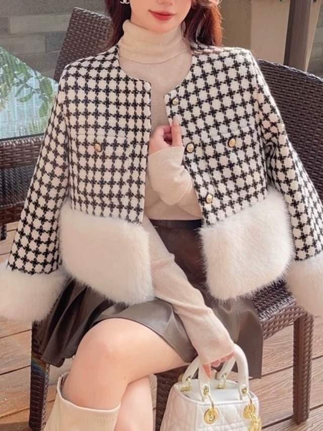 elegant fur design jacket