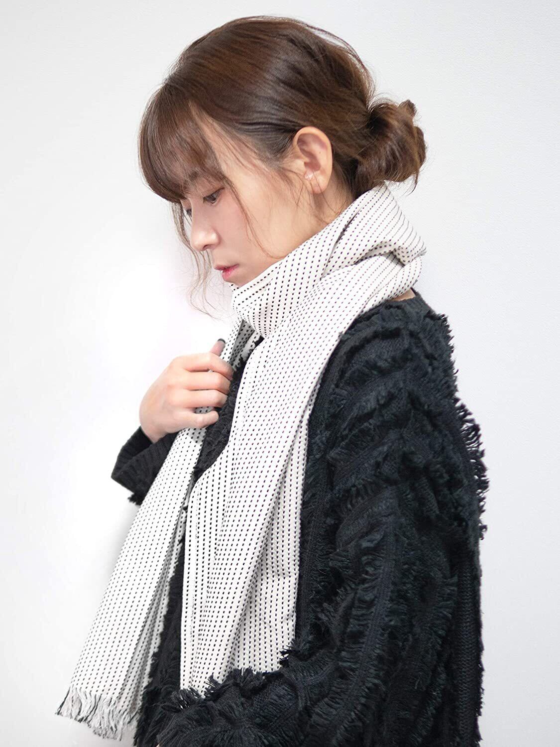 日本製】三河木綿 一本刺し子生地使用 レディースストール (約) 幅