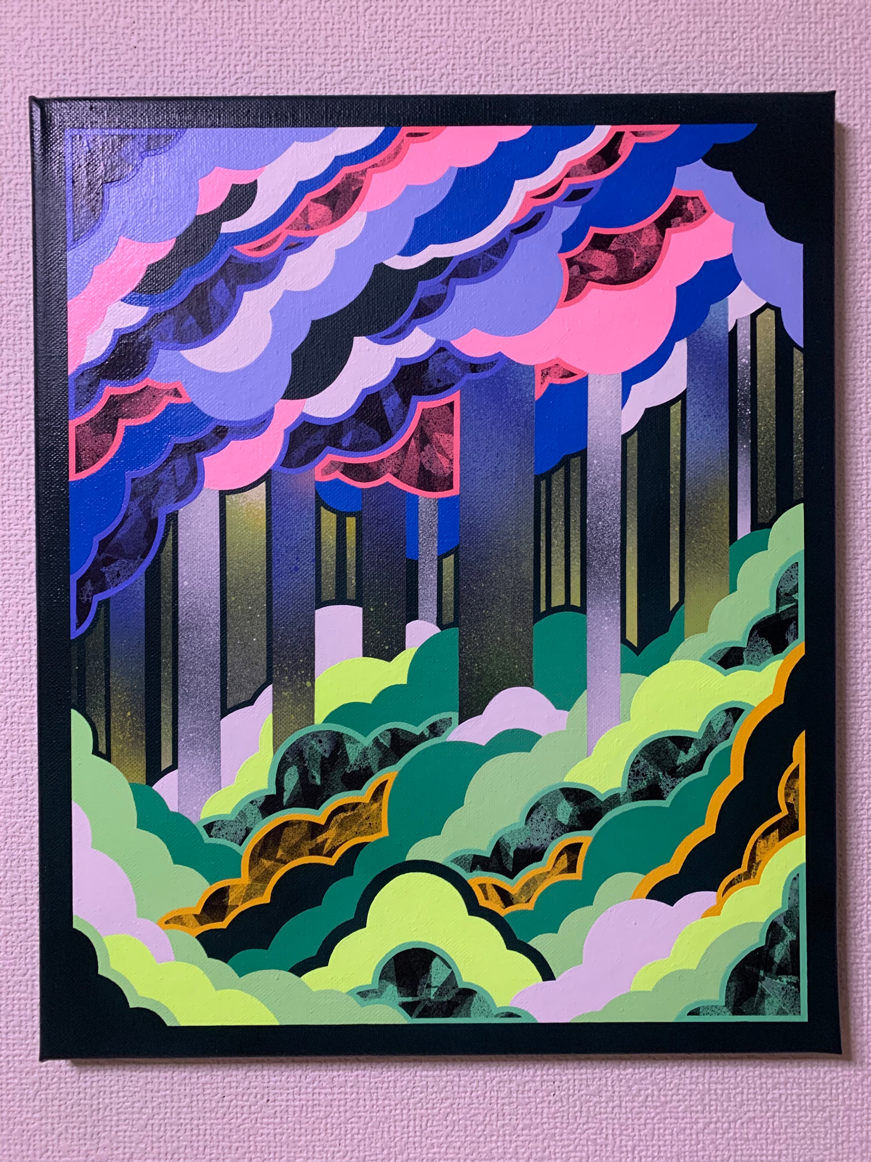 A-46/24】抽象画 動物画 金魚アクリル画 原画 絵画 現代アート