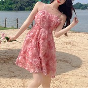 Pink Floral Camisole Dress 5111