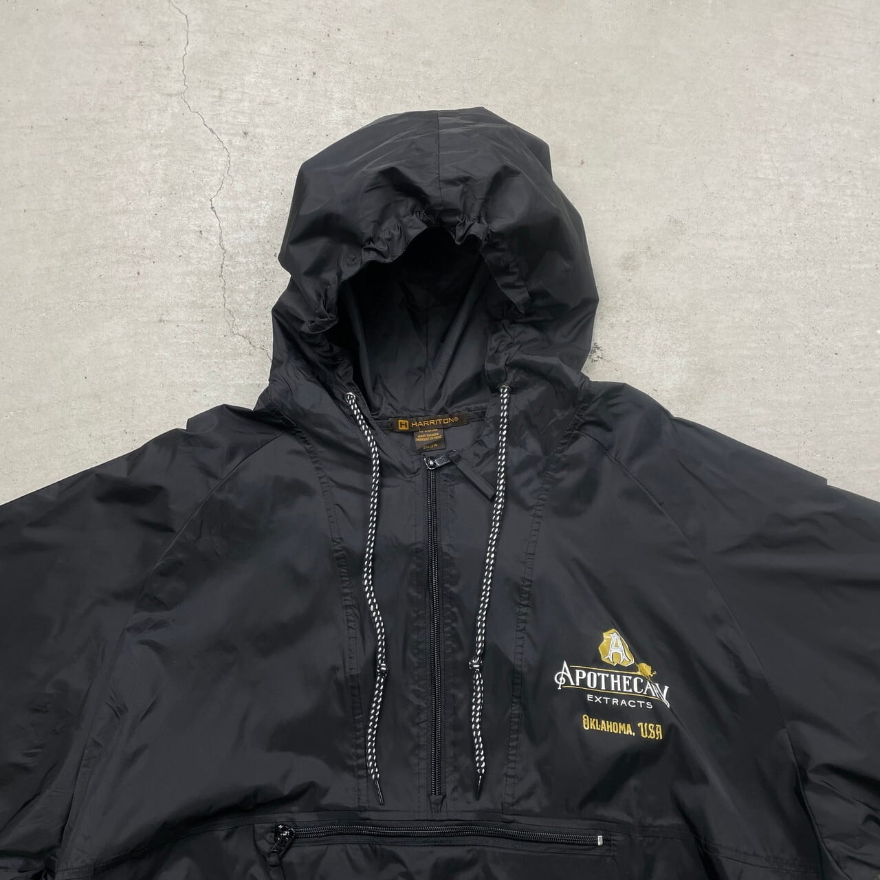 HARRITON ナイロンアノラックパーカーUS企業プリント メンズ2XL 古着 