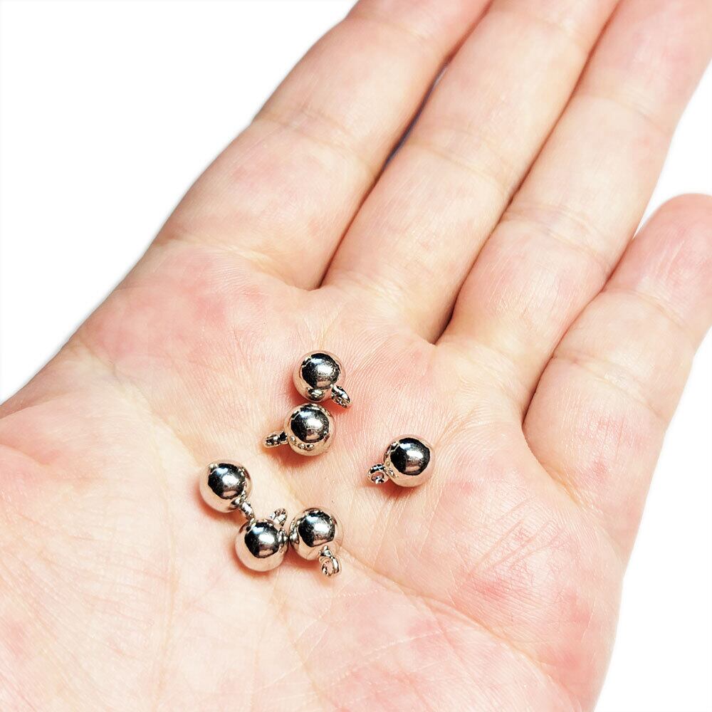 メタルビーズ シルバー カン付き 穴なし 6mm 6個 ◇ ラウンド 真鍮