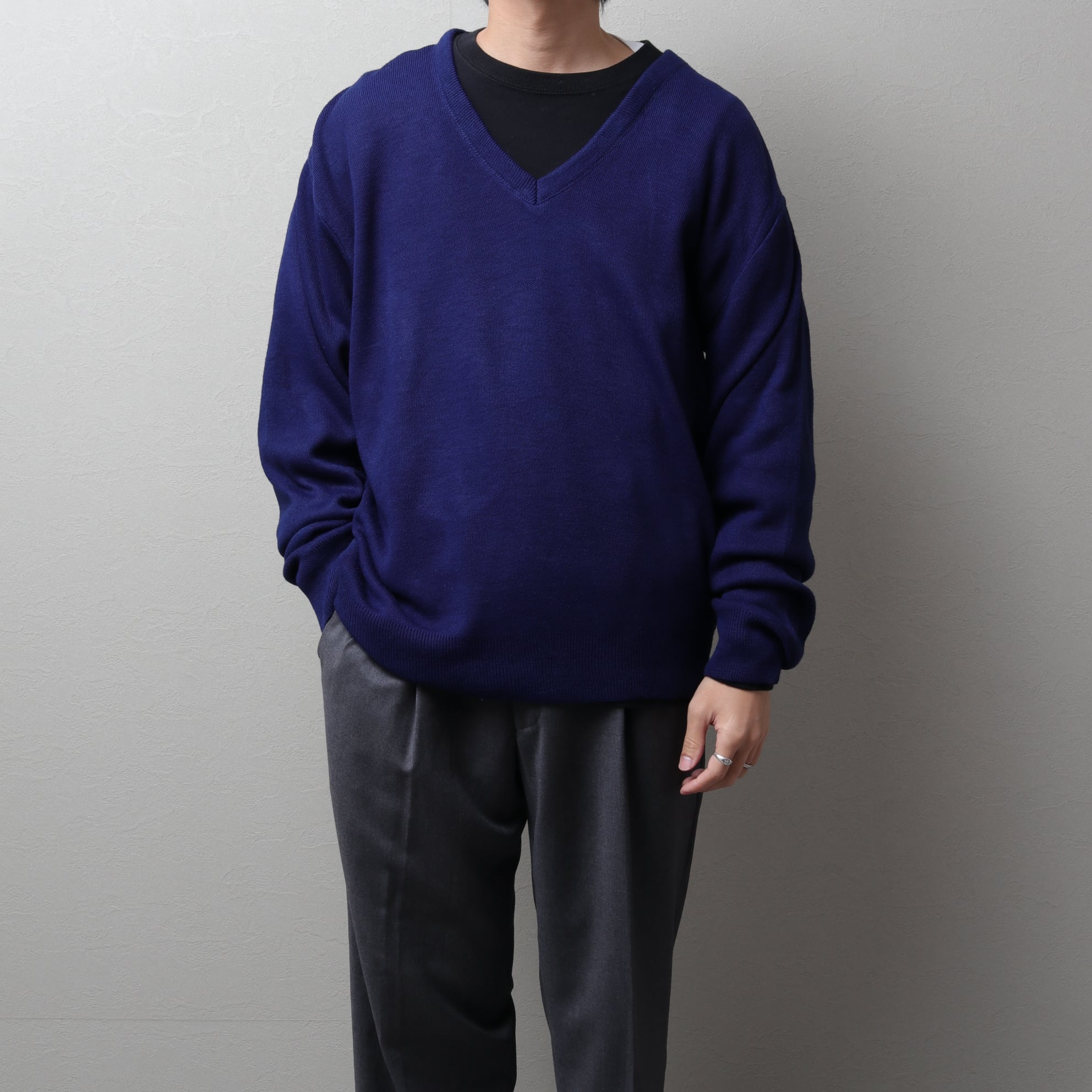 COMOLI(コモリ)18G長袖ニットポロ fade navy (X01-06023） | Pay ID