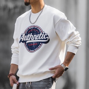 sweat retro vintage print washed pullover A1475