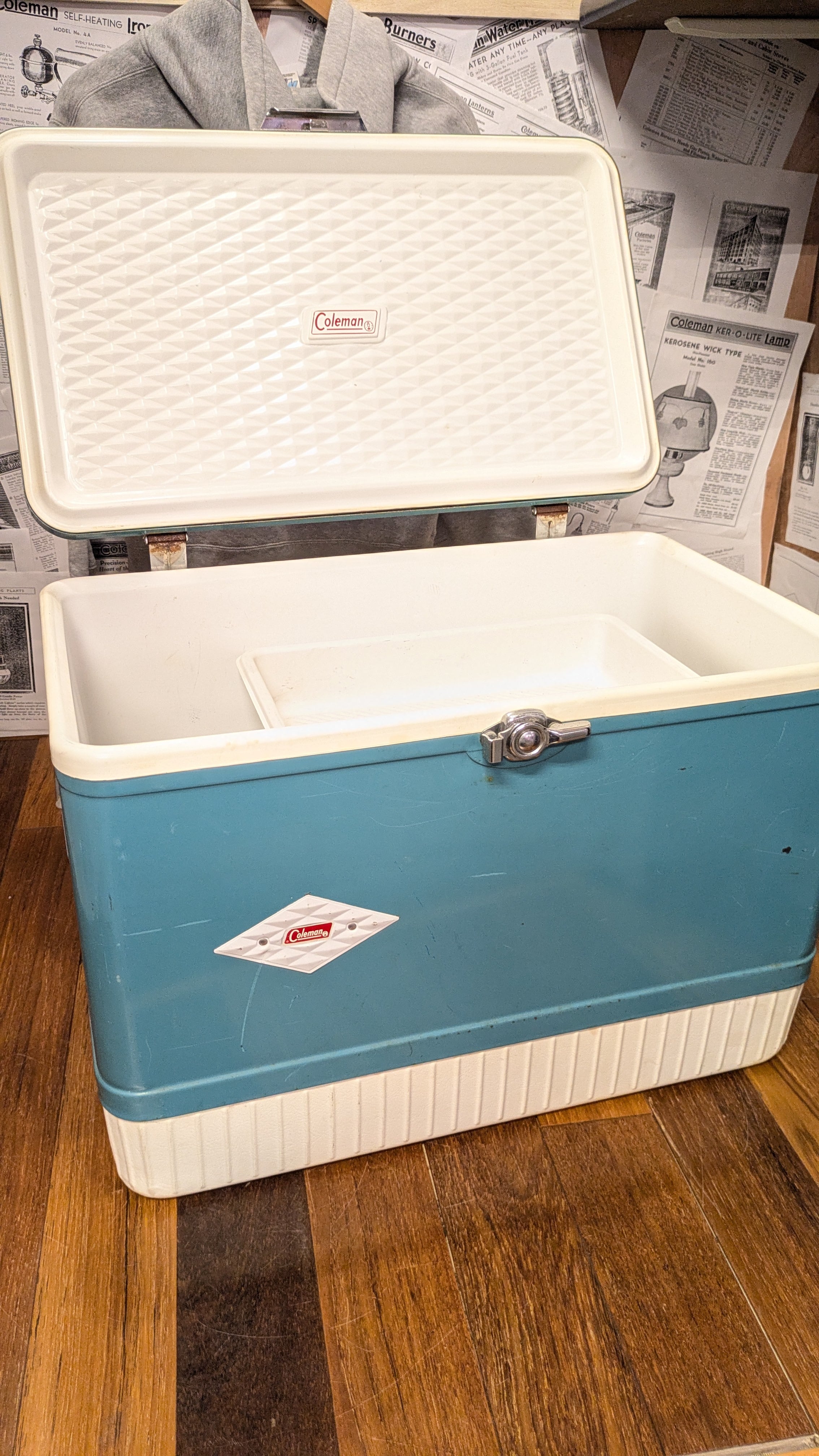 Vintage Coleman CoolerBox DiamondLogo SteelBelt Blue ビンテージ