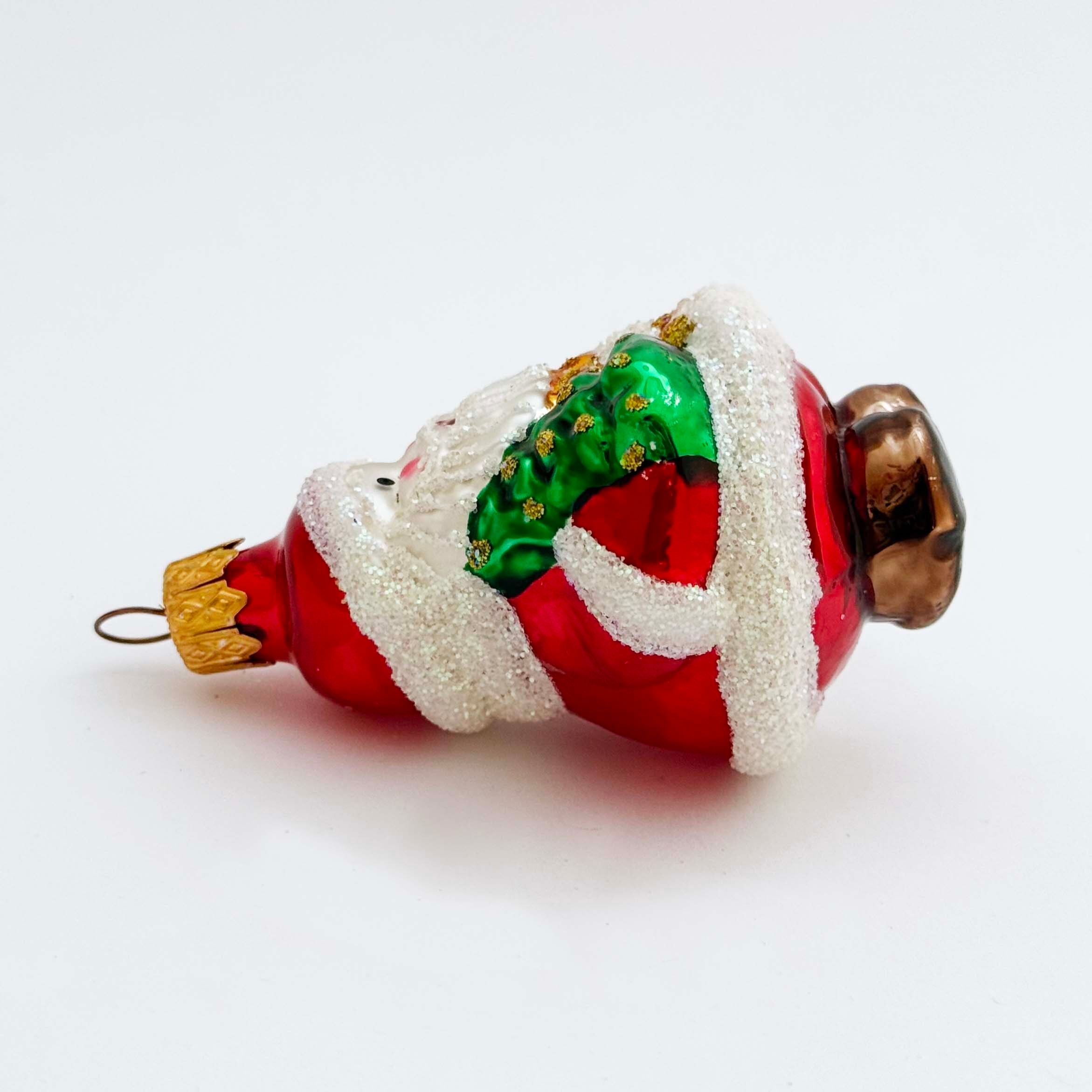 ウクライナ製 ガラスオーナメント（ツリーを抱えたサンタ）