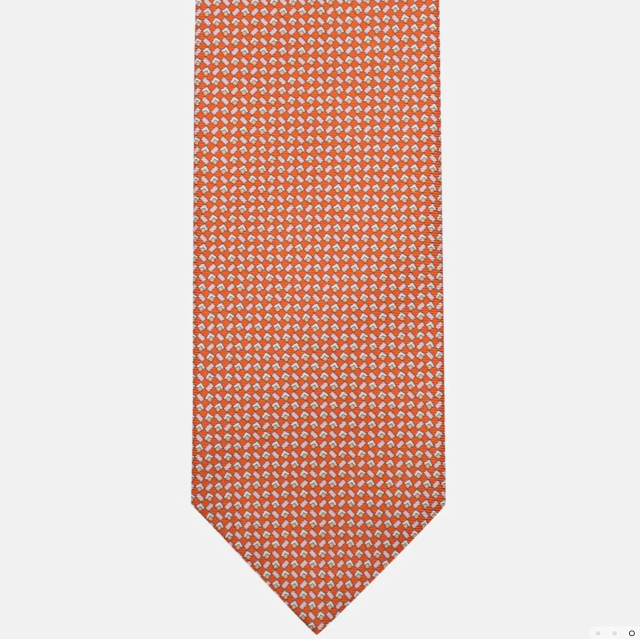 3-Fold Silk Tie, Micro Pattern, Orange - T561920