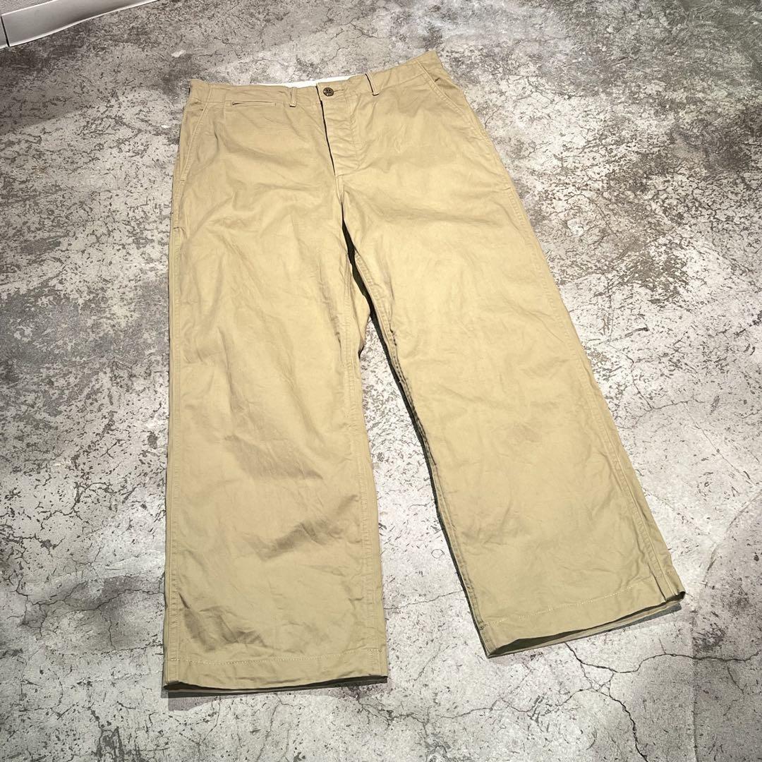 HYKE COTTON TWILL ARMY CHINOS(WIDE)171cm痩型体型着用サイズ