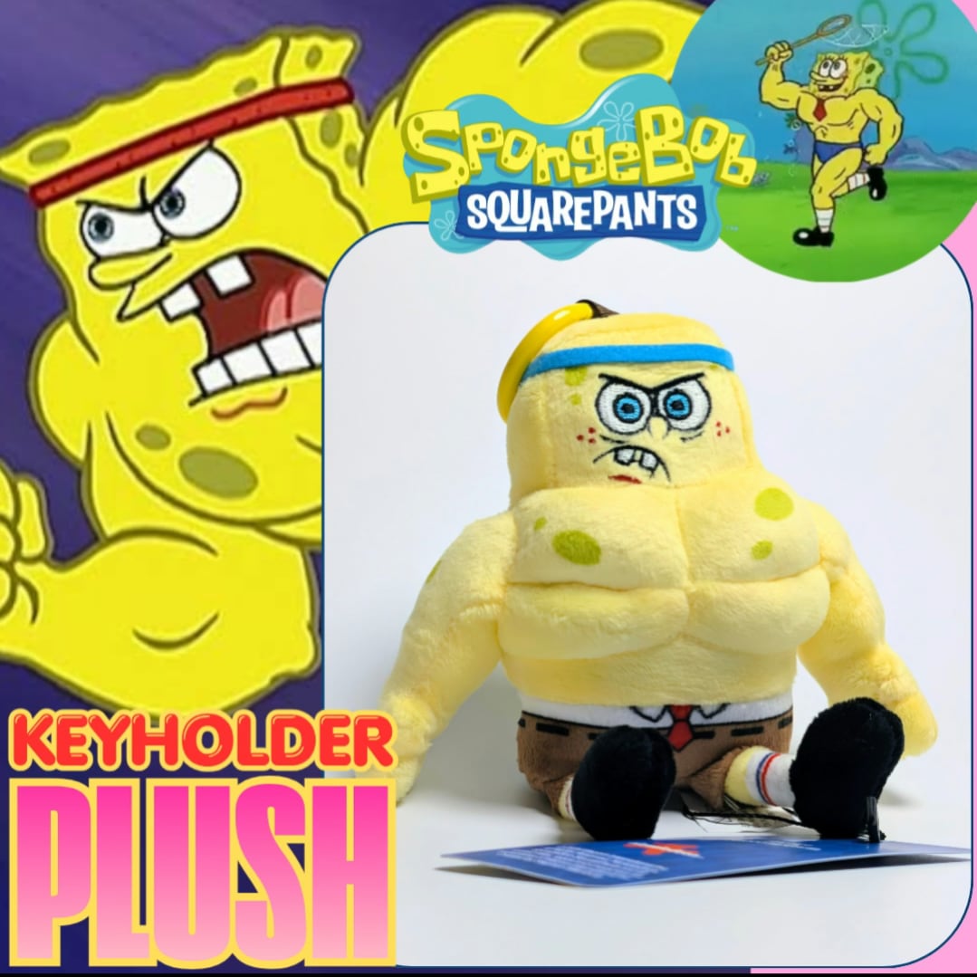 【 SpongeBob SquarePants ( スポンジボブ ) 】スポンジボブ ムキムキマッチョver. / ぬいぐるみキーホルダー / プラッシュキーホルダー / マスコット 〚アメリカン雑貨 アメトイ〛