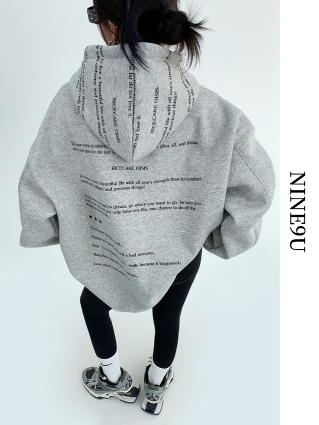 nichi-letter hoodie oversize parka 2color【NINE8495】