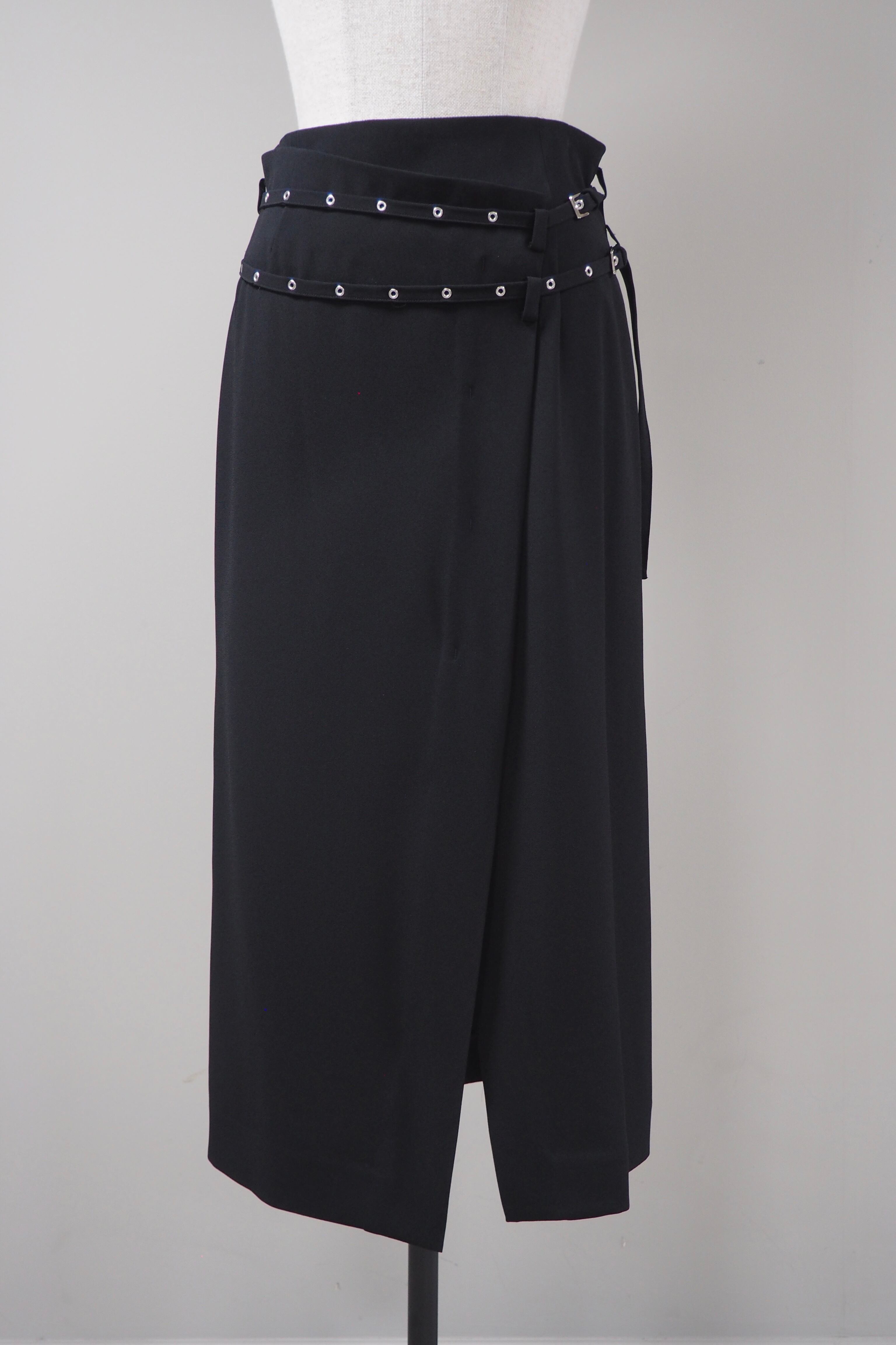 【FETICO】Crepe wrap skirt -black-