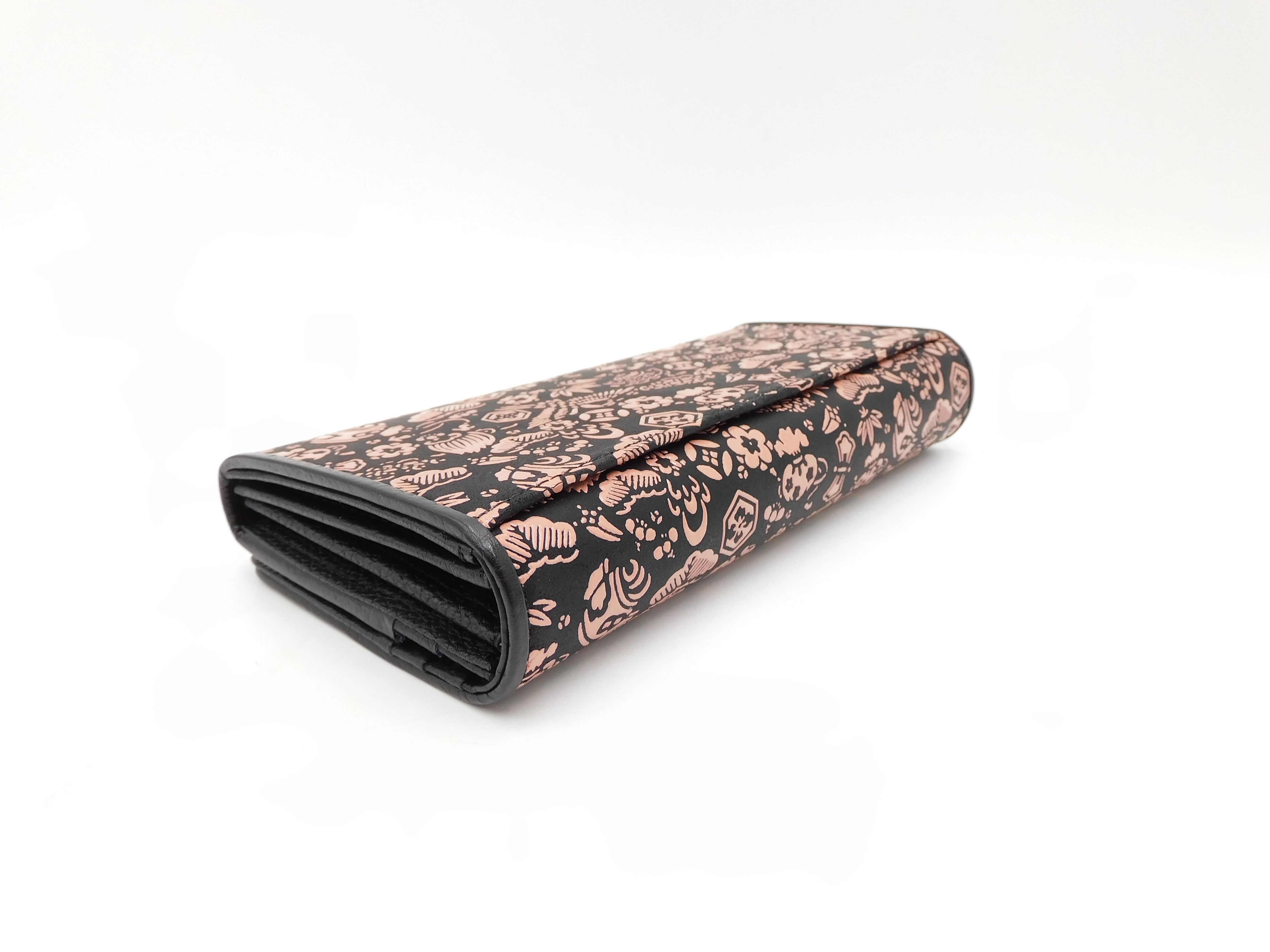 中L型長財布 黒/ピンク 宝尽くし柄 | 浅草前川印傳｜公式オンライン