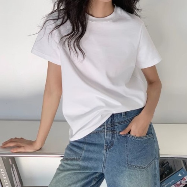 無地コットンTシャツ