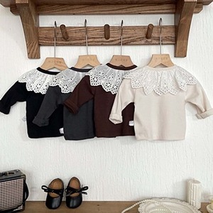 ベビー 秋新作　レース　襟　長袖Tシャツ