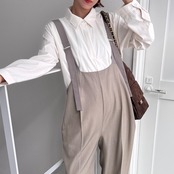 バックデザインタックサロペットPT/グレージュ