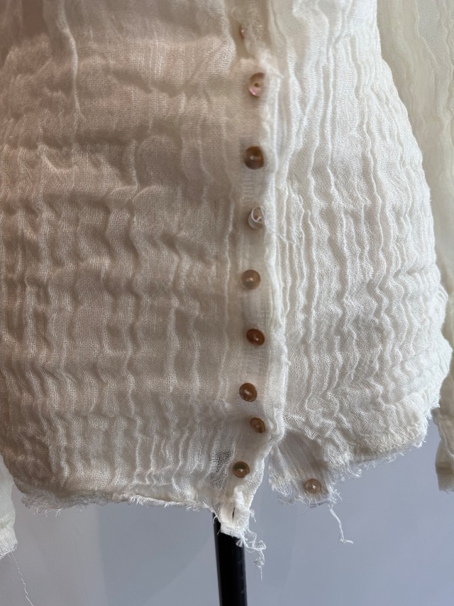 ERiKOKATORi/EK11-1-4 wool linen gauze highneck top Ivory