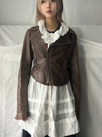 "DIESEL" Embroidery Short Leather Jacket