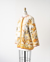 〈Hermès〉Laine 100％ Wool Collarless quited jacket