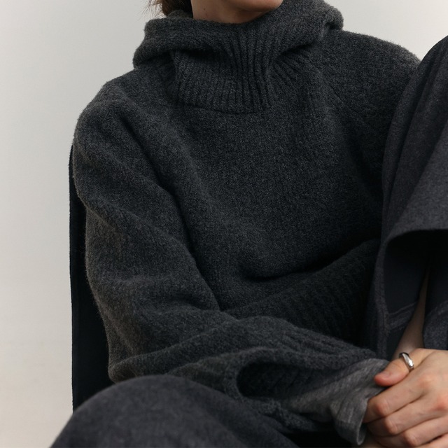 Hooded knit pullover A00263