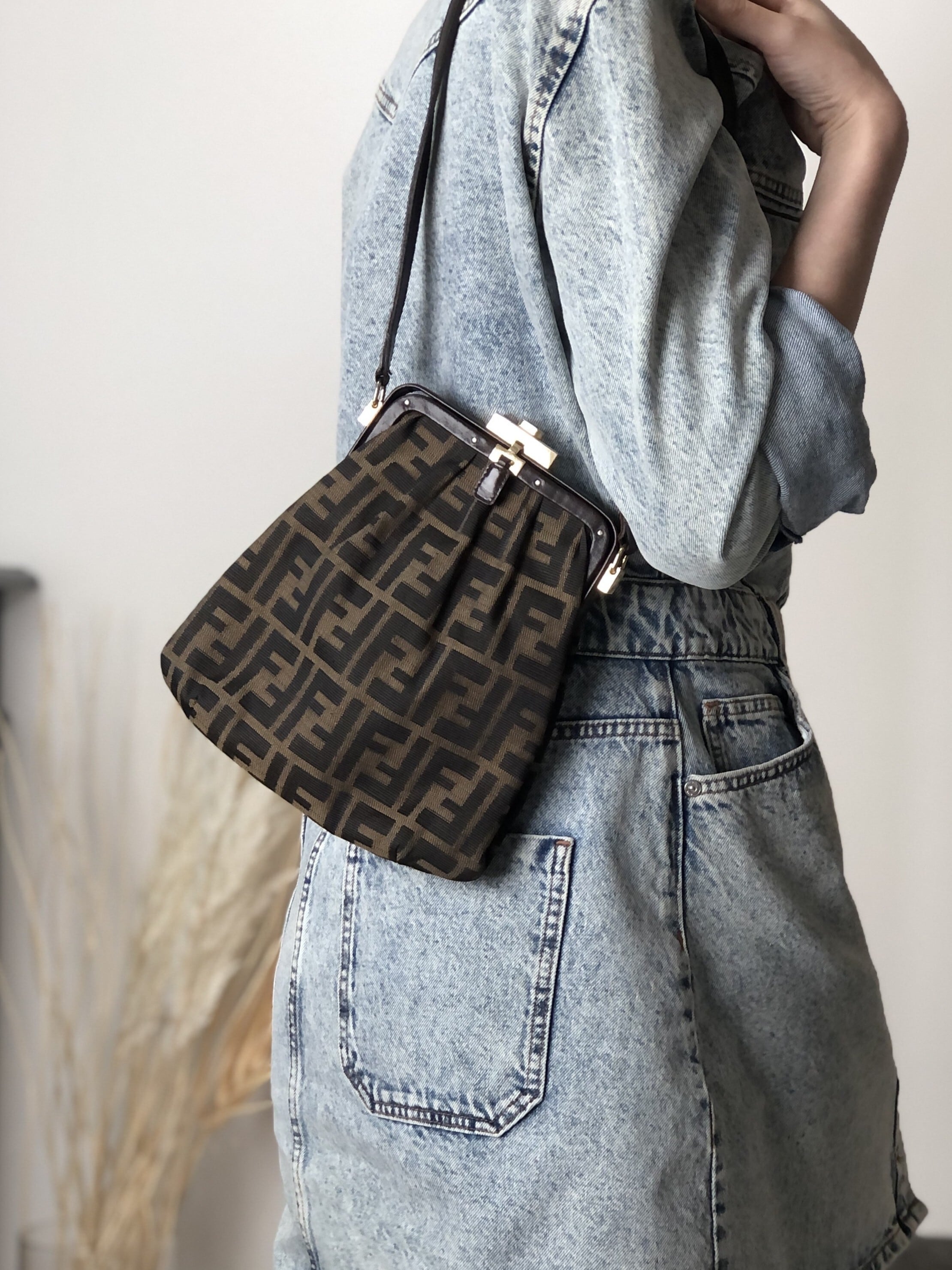 FENDI フェンディ ズッカ ショルダーバッグ ブラウン FF キャンバス