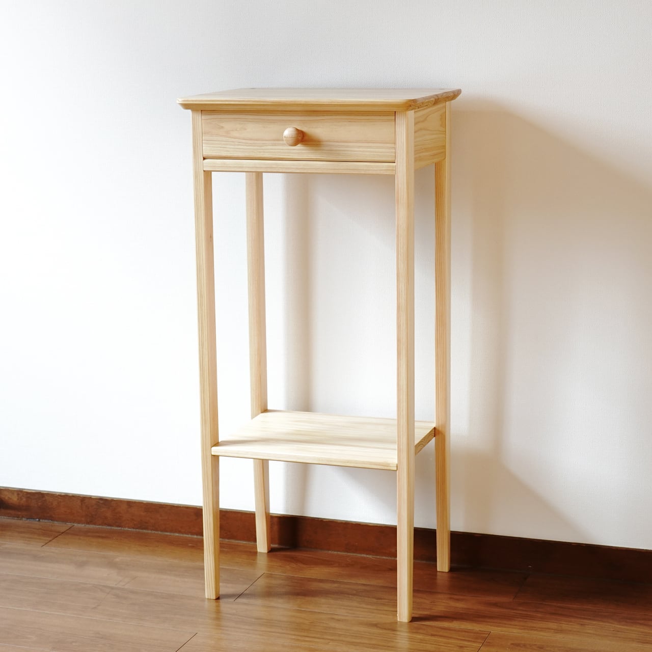 引出付サイドテーブルH85cm 棚付き | あすの森づくりの家具