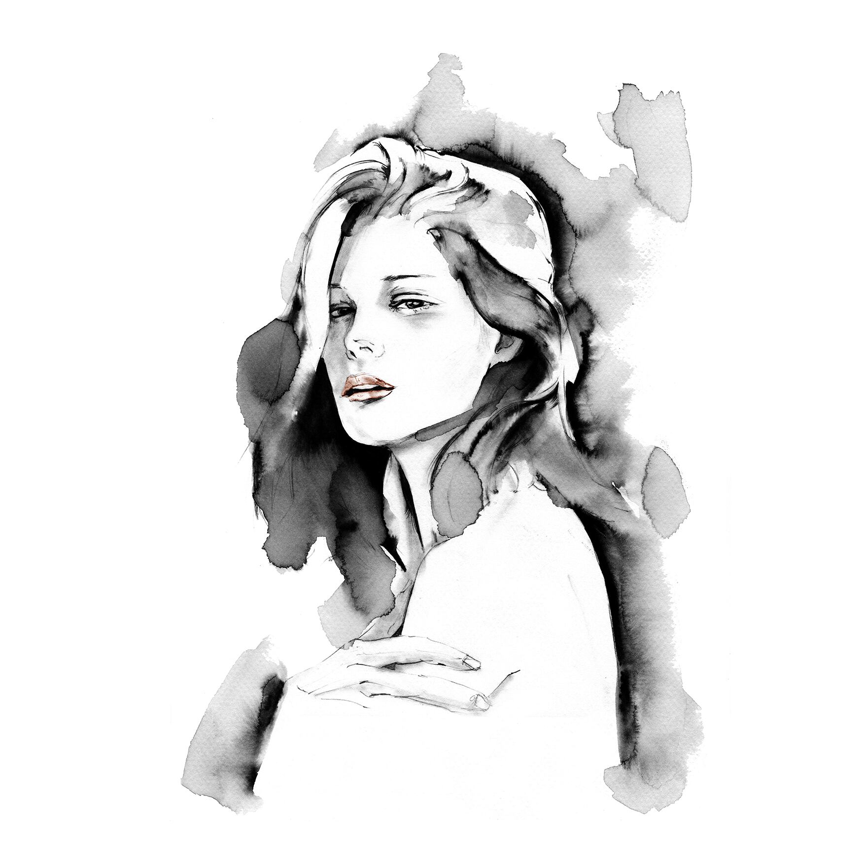 女性の肖像 イラスト A4サイズ 女性の肖像 イラスト A4サイズ