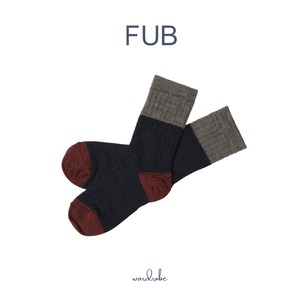 最後1点13~14.5cm【FUB】Color brock socks / dark navy / ウールソックス / 靴下 / ファブ