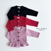 韓国子供服 / Mybebe / フリルリボンカーディガン *XS~XL*