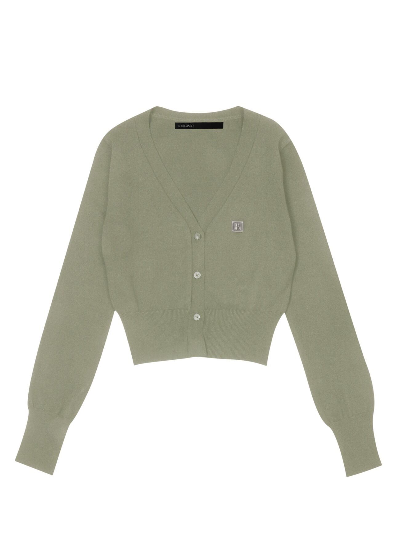 BOHEMIAN SEOUL] Y SYMBOL LONG SLEEVE CARDIGAN, LIGHT KHAKI 正規品  