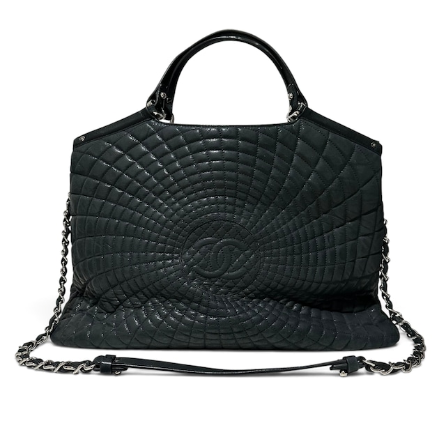 Rare◇CHANEL Large Tote Bag CC Logo Black Silver Hardware 16103979 1032