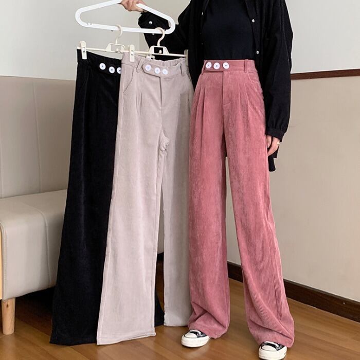 パンツ スプリングオータムハイウェストベルベットルーズカジュアル 春物 秋物 1号婦人80134945292