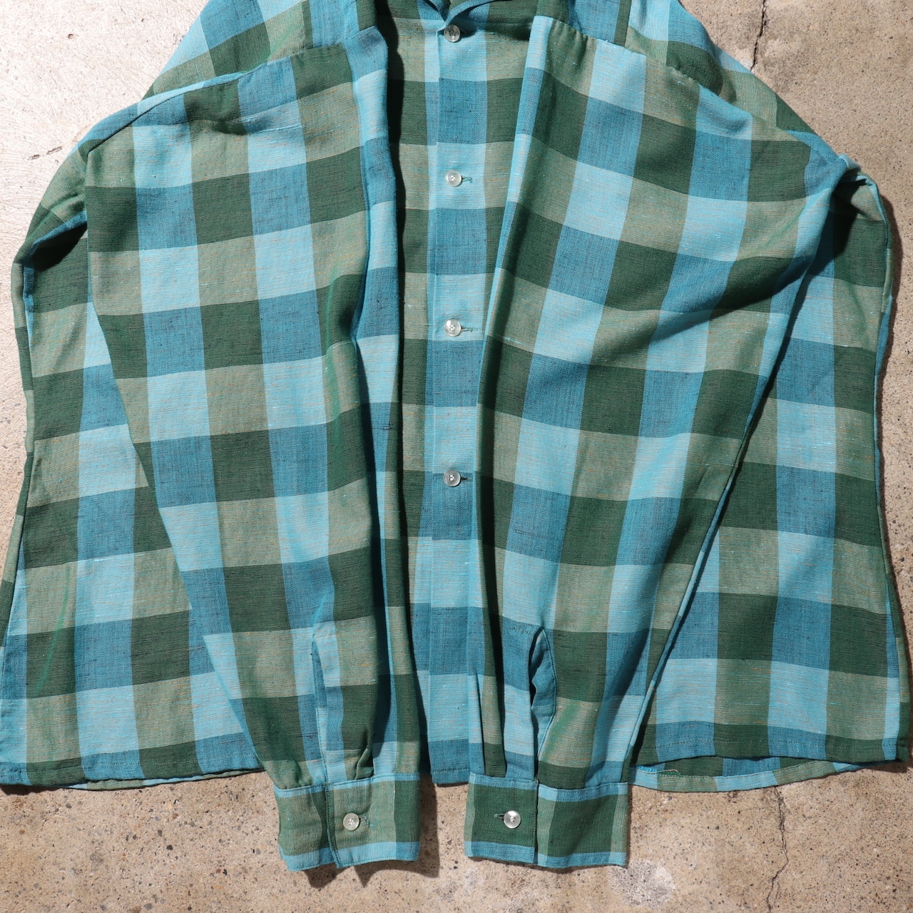 Mint Condition XL 60s 70s ARROW USA 水色 レーヨン混チェックシャツ vintage ヴィンテージ アロー