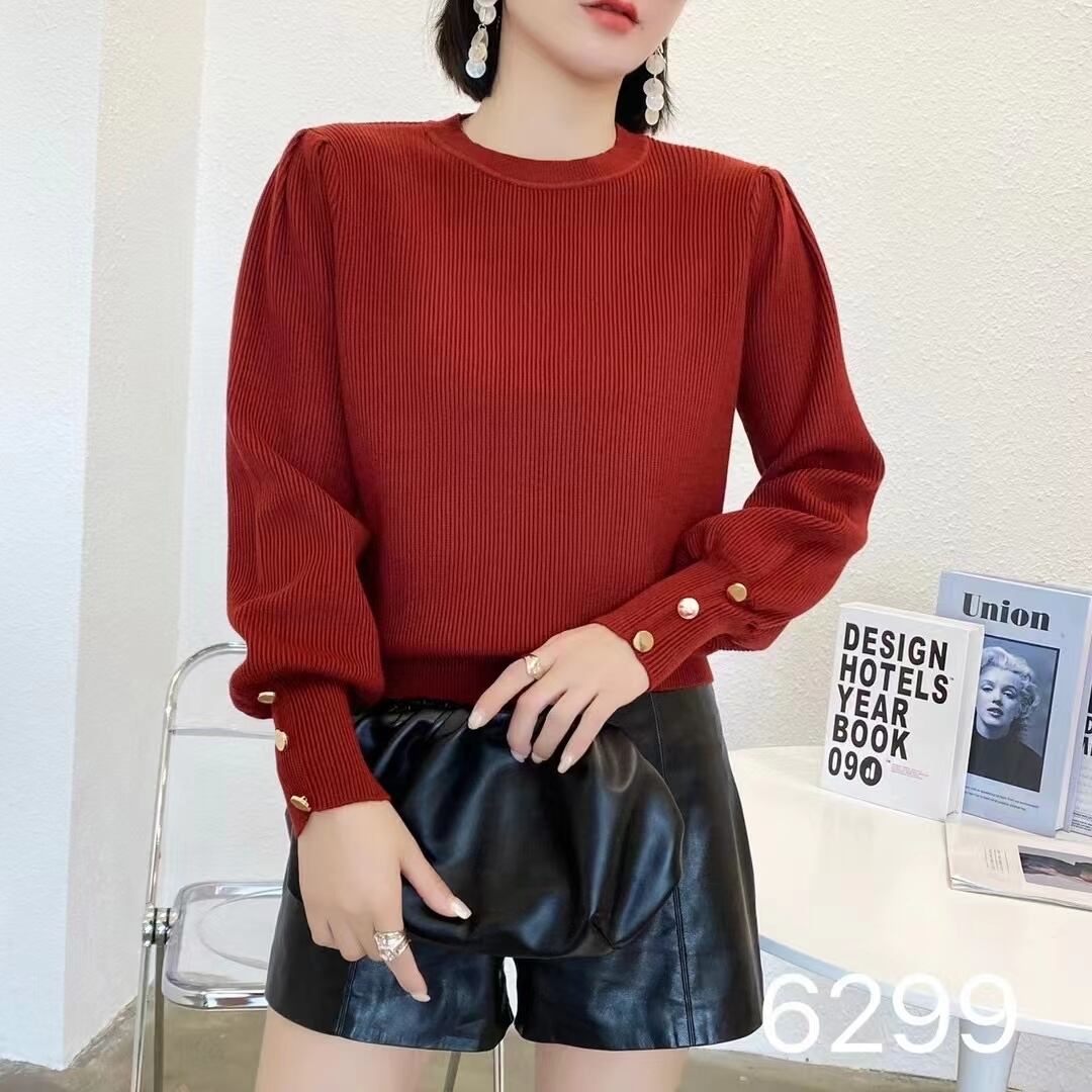 カフスゴールドボタン リブニット　AJ1080-6299