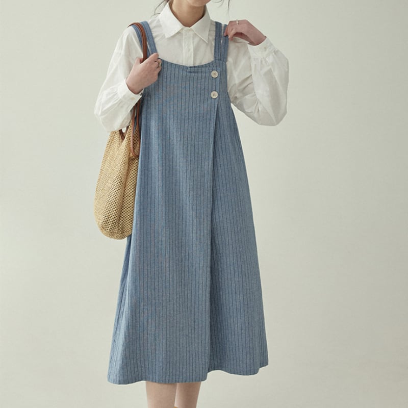 ストライプサスペンダースカート M1853