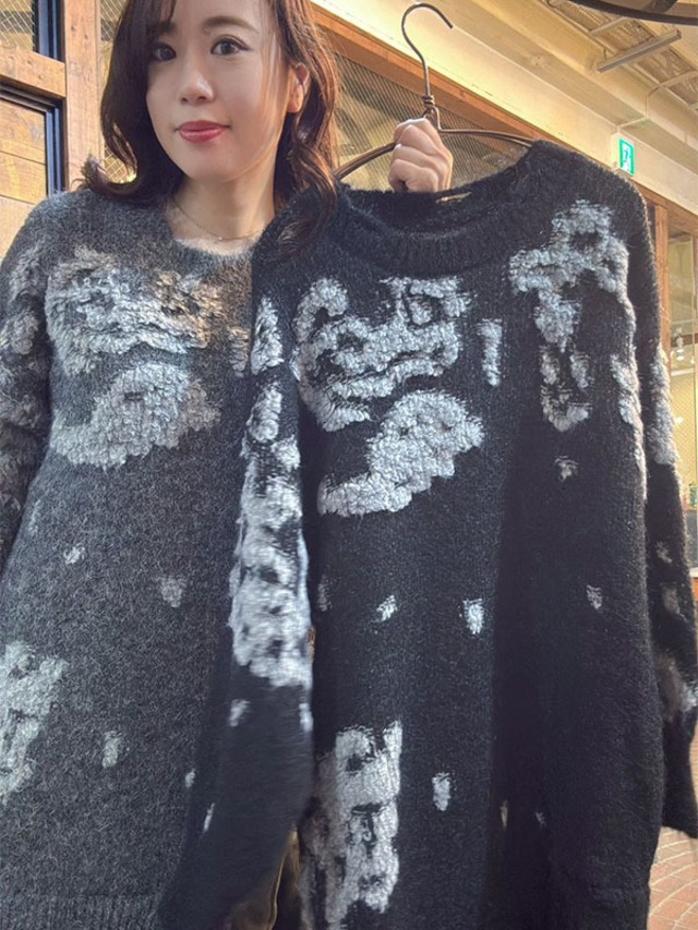 セブンデイズ　1251155　立体ニット x チュールOP  冬