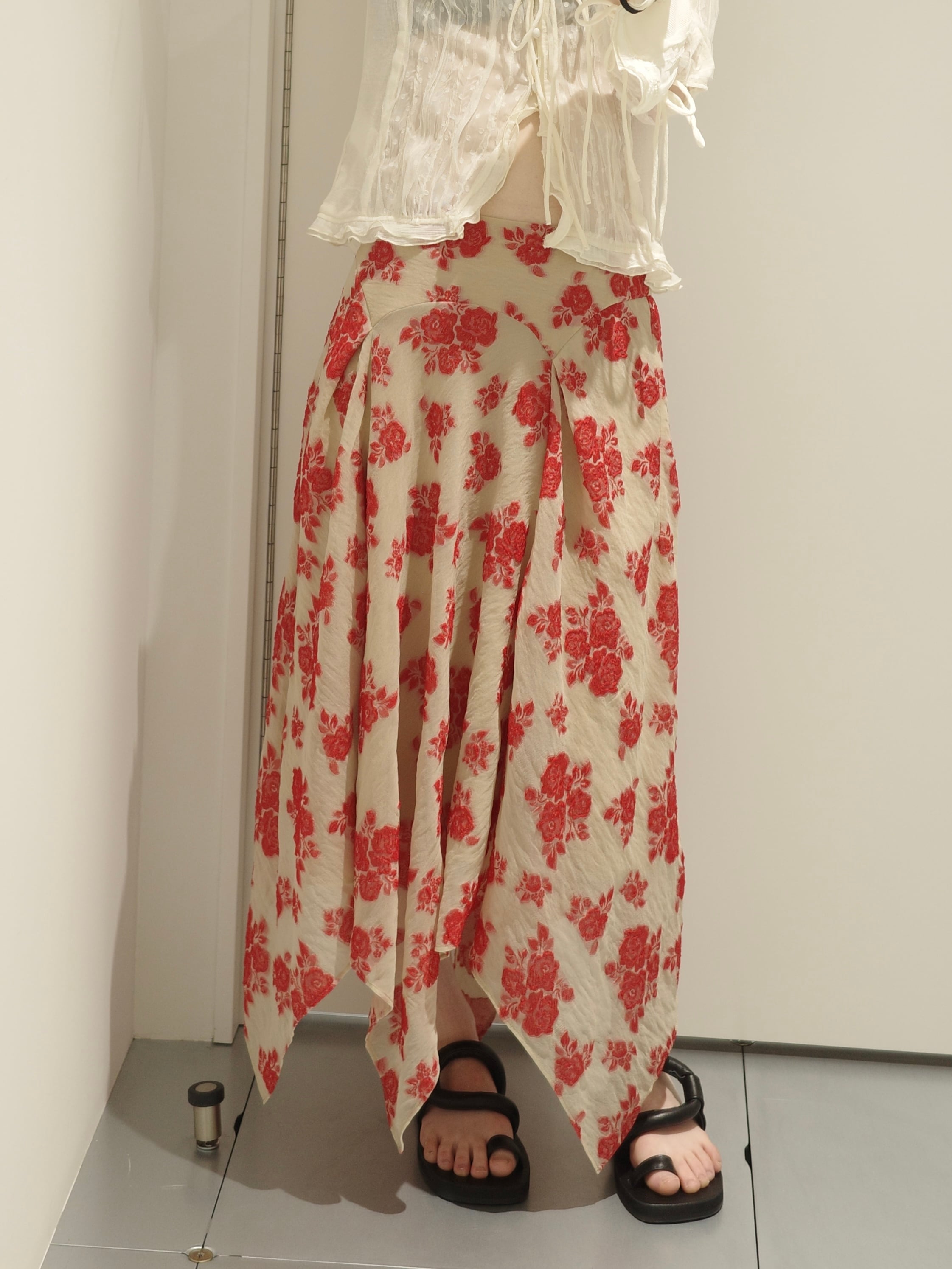 26SS】FETICO フェティコ / ジャガードスカート 花柄 / DRAPED FLORAL