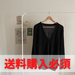 【SALE】ガーター編みVネックカーディガン -black-