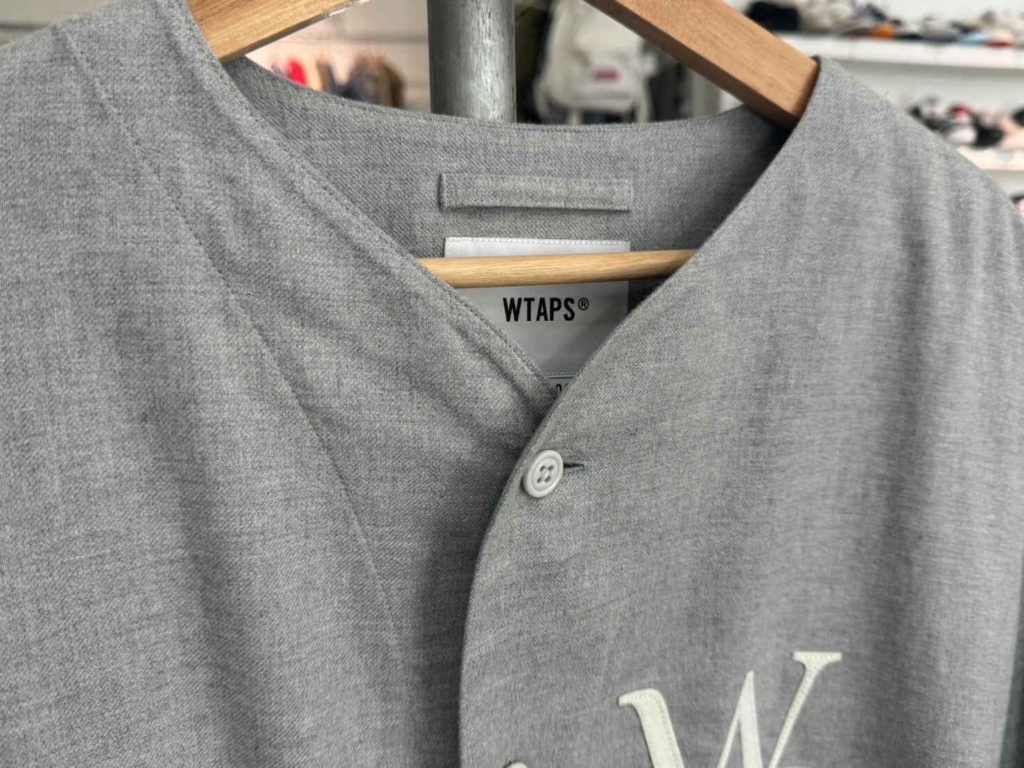 WTAPS LEAGUE LS SHRIT COTTON TWILL GREY 04 231TQDT-SHM07 92709 
