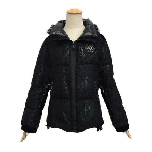 Super Beauty ブラックダウンジャケット 44 スーパービューティー ダウンコート オーラボー Super Beauty レース