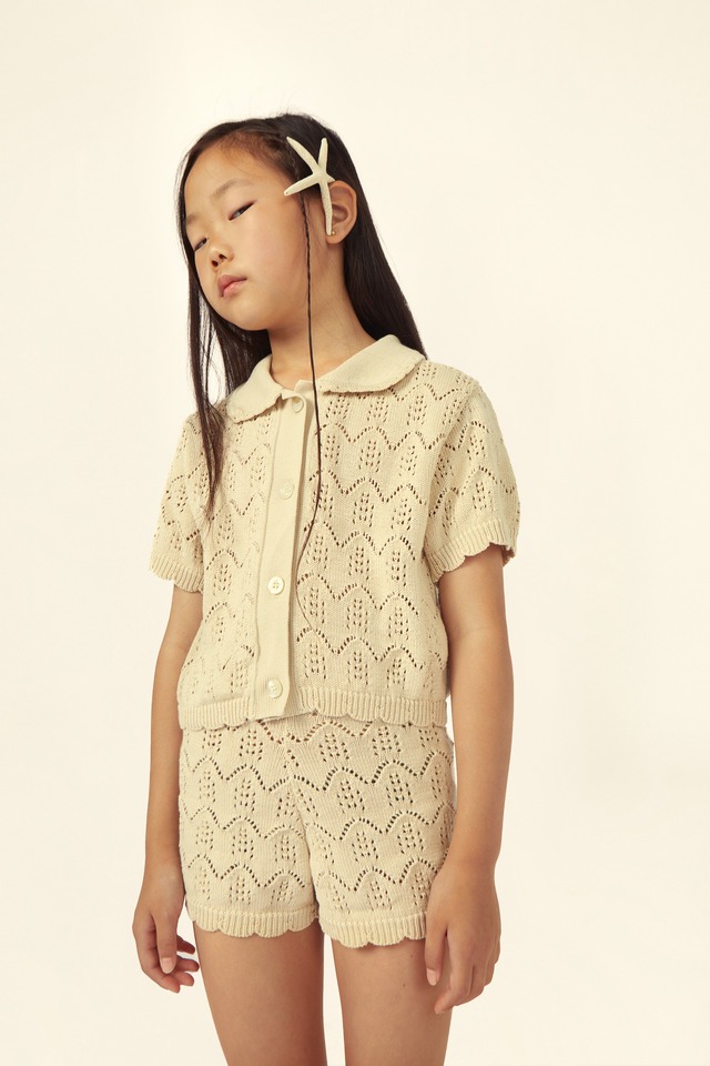 【MIPOUNET】BINBA COTTON OPENWORK SHORT/SAND