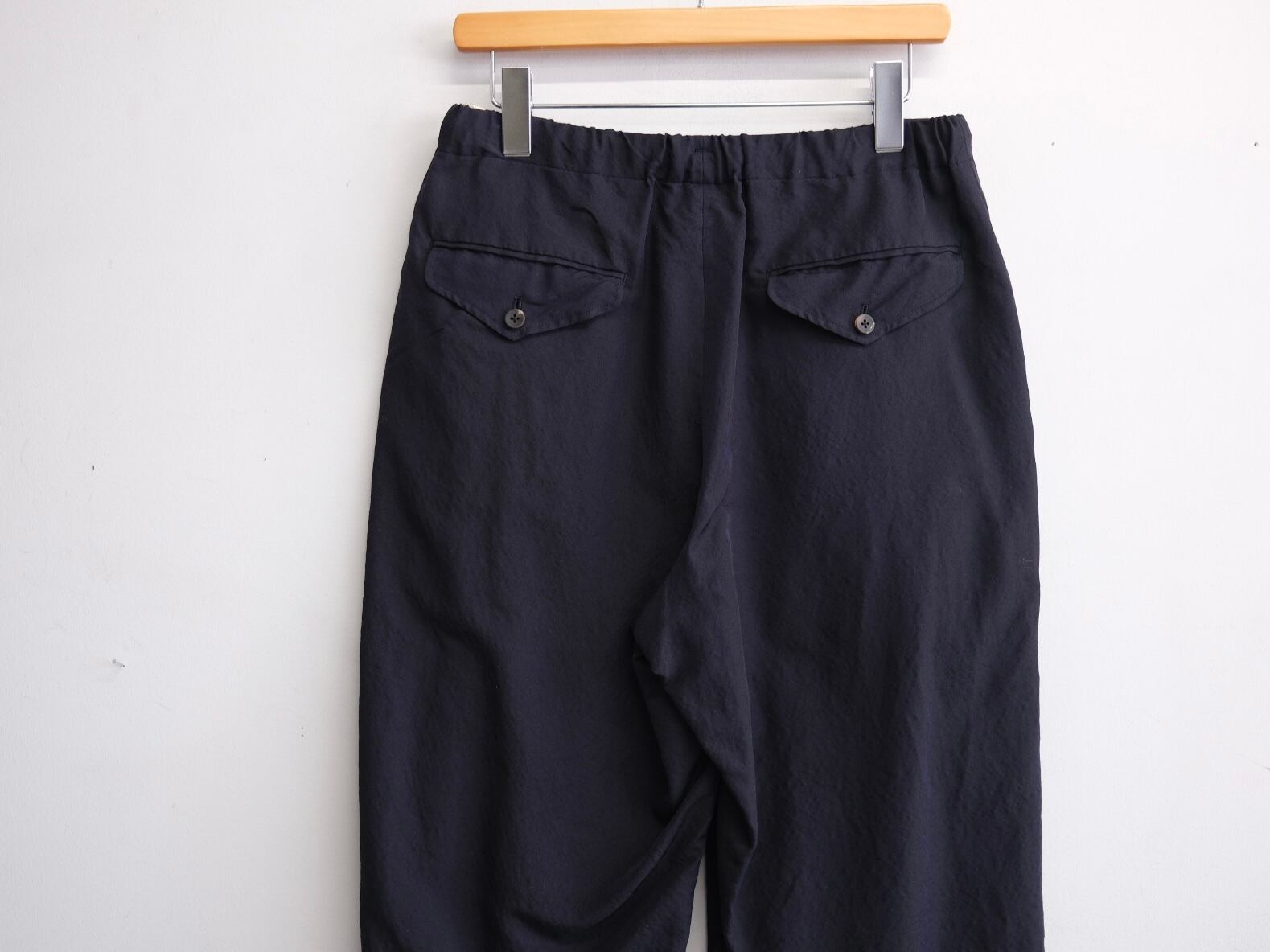 ULTERIOR” WASHED WOOL SILK TWILL DRAWSTRING PANTS FRENCH NAVY