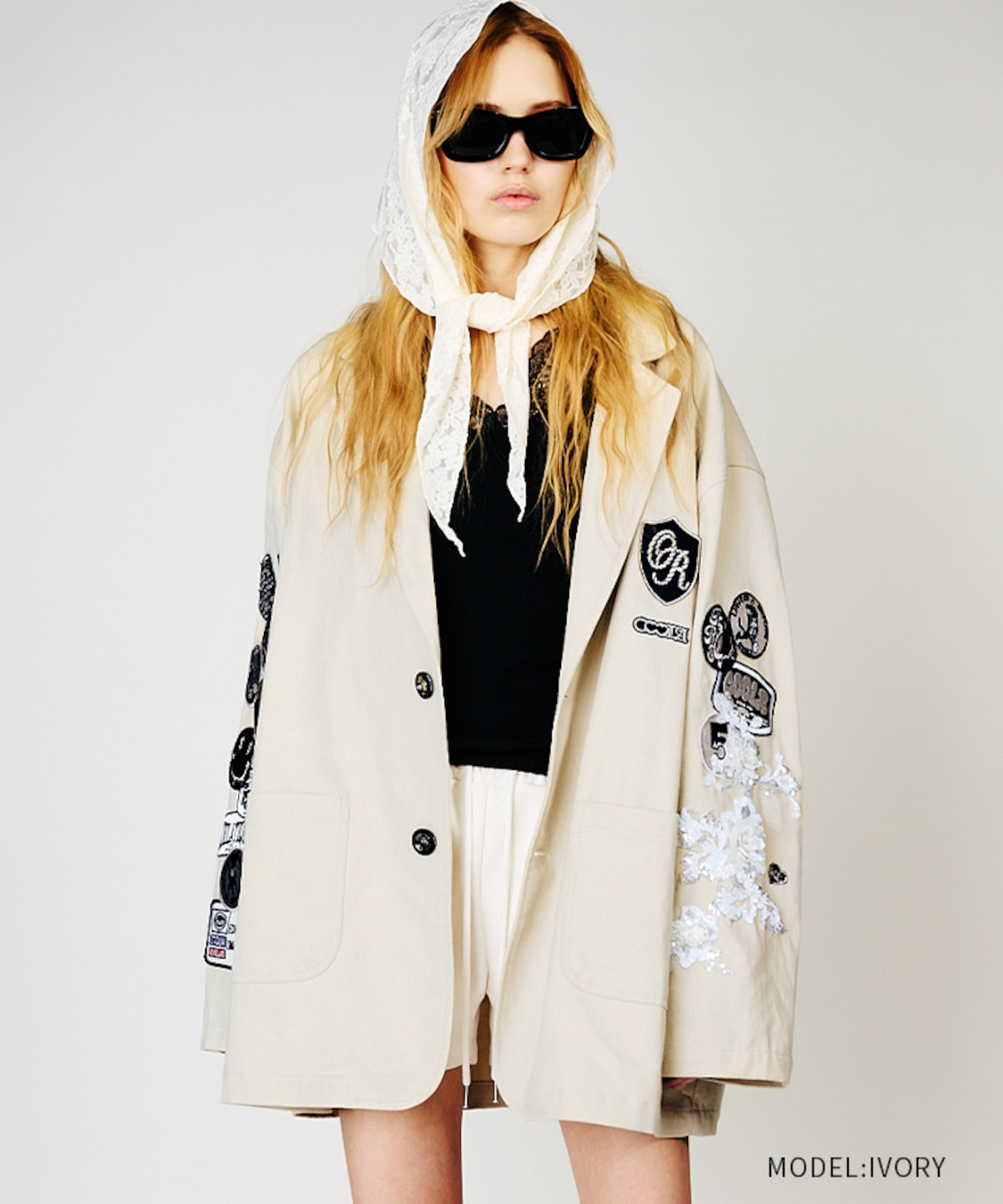 パッチ&レースコットンジャケット (IVORY) CQ-48013