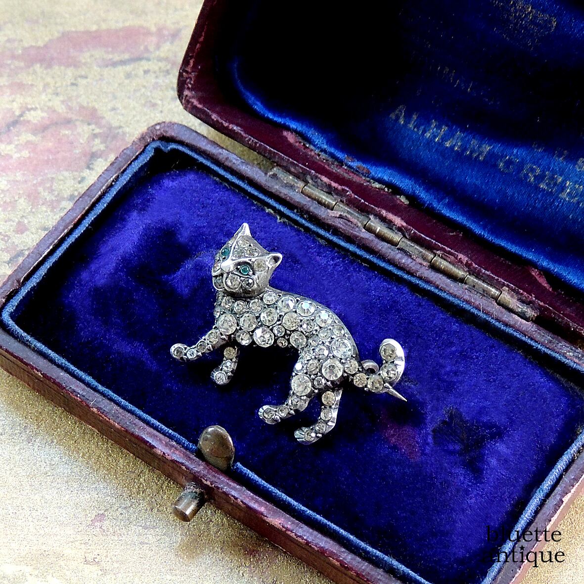 アンティークジュエリー シルバー935 猫ブローチ | bluette antique