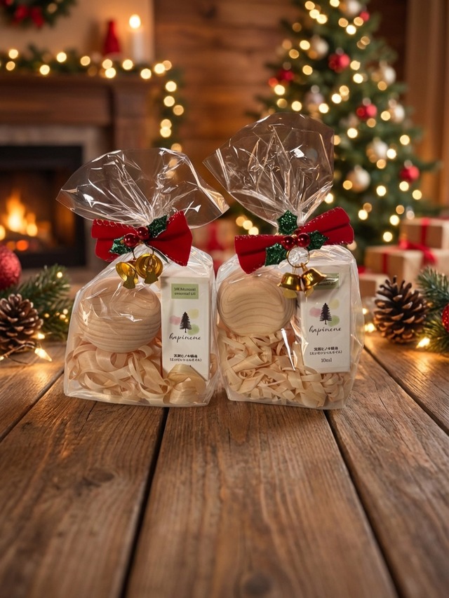 限定！クリスマスラッピング　ヒノキドロップディフューザーセット