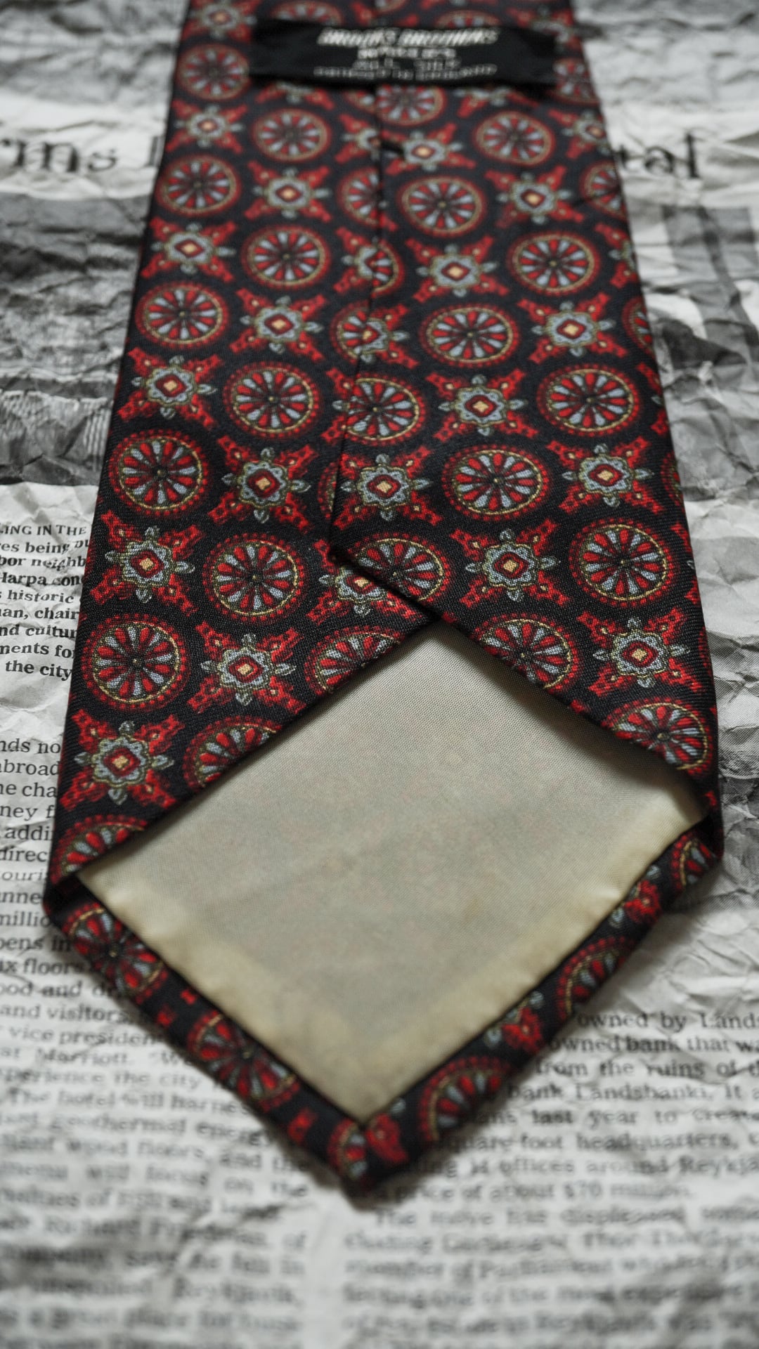 1960s】BROOKS BROTHERS ブルックスブラザーズ 幾何学柄 ネクタイ 《黒