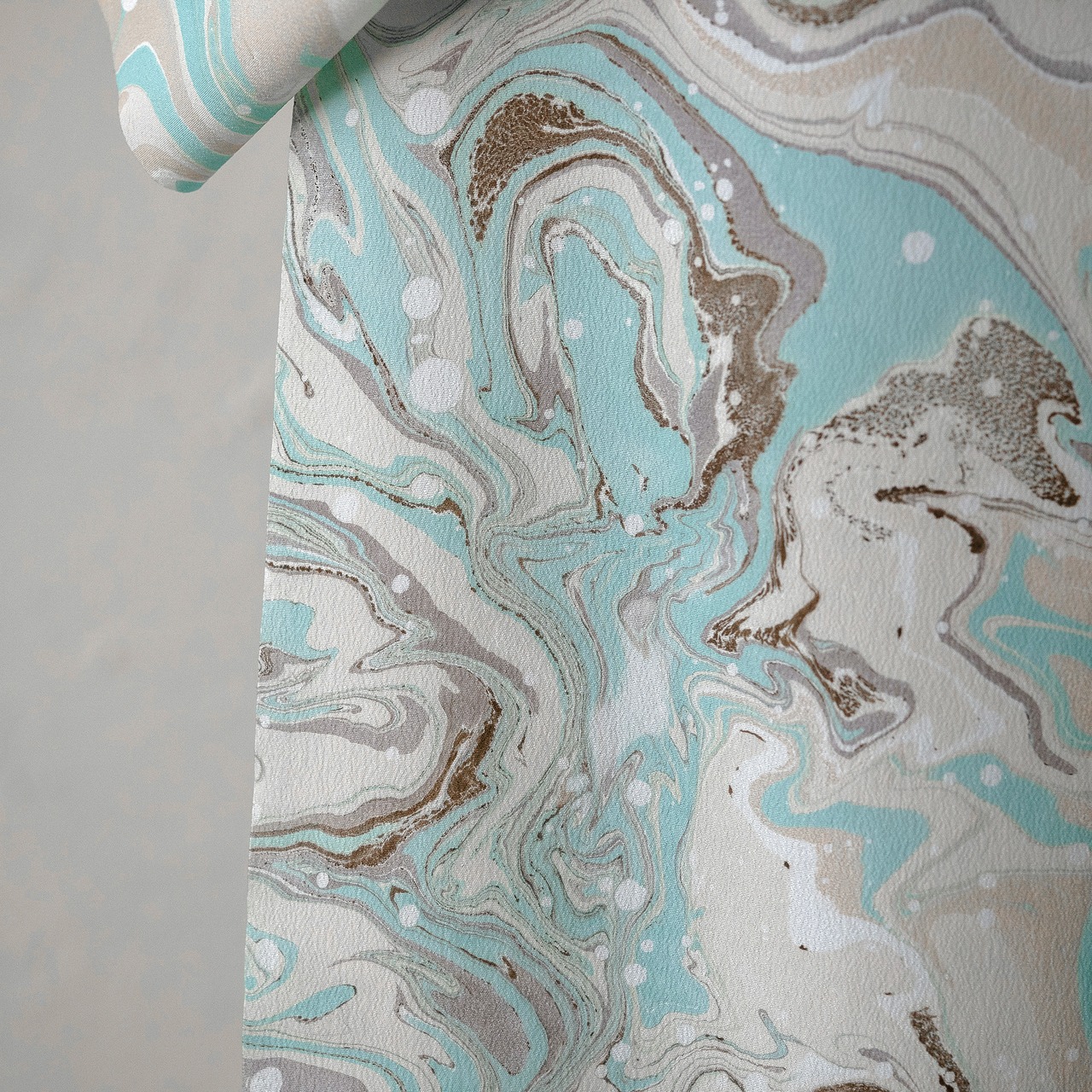 「水鏡」本墨流し柄×ドット　〜洗えるきもの（シルジェリー）〜