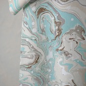 「水鏡」本墨流し柄×ドット　〜洗えるきもの（シルジェリー）〜