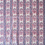 ブロックプリント生地【50cm単位】インド綿 ストライプ柄 白×ピンク×くすみブルー #31670-WT3