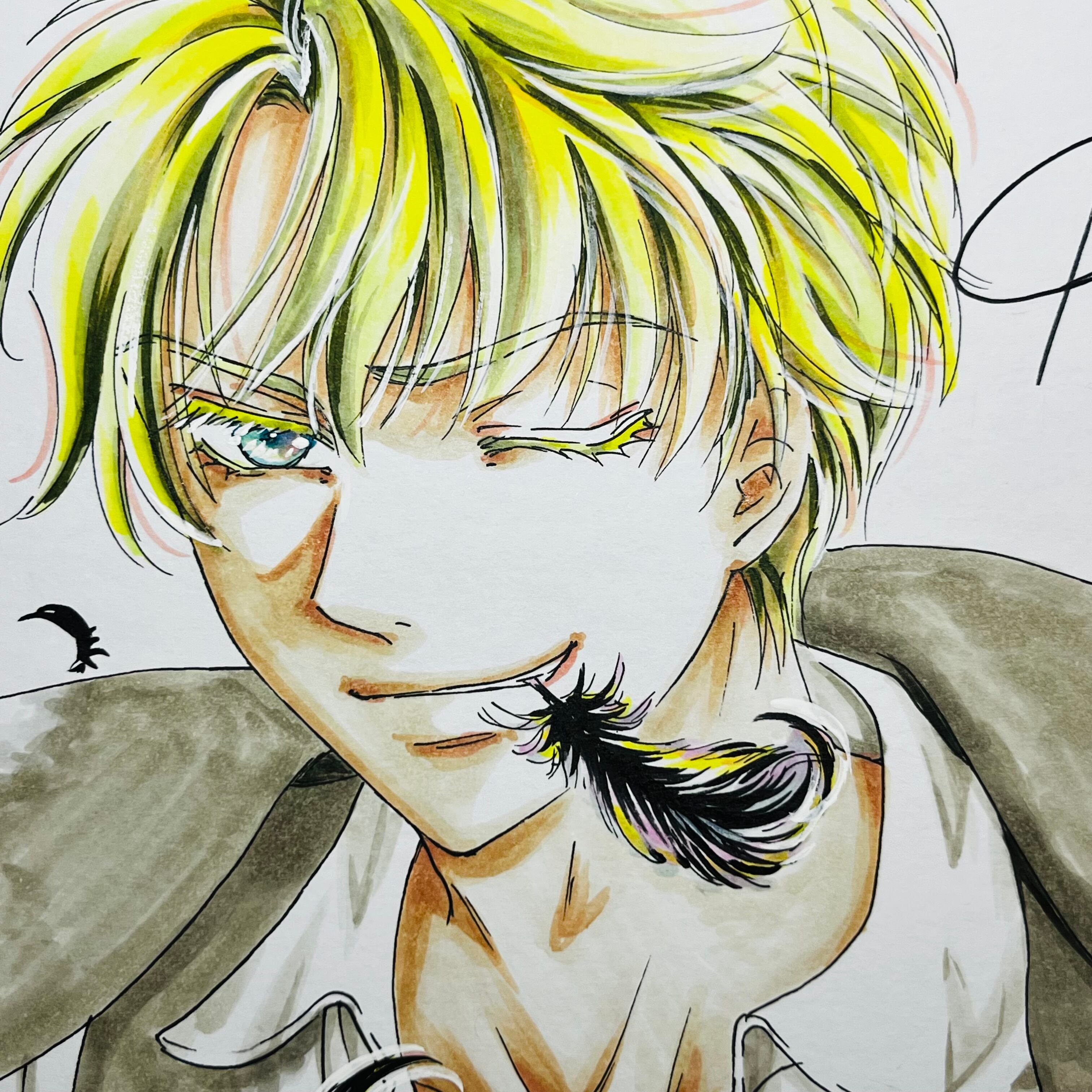 直筆イラスト色紙 輝（黒羽） | 中貫えりSHOP